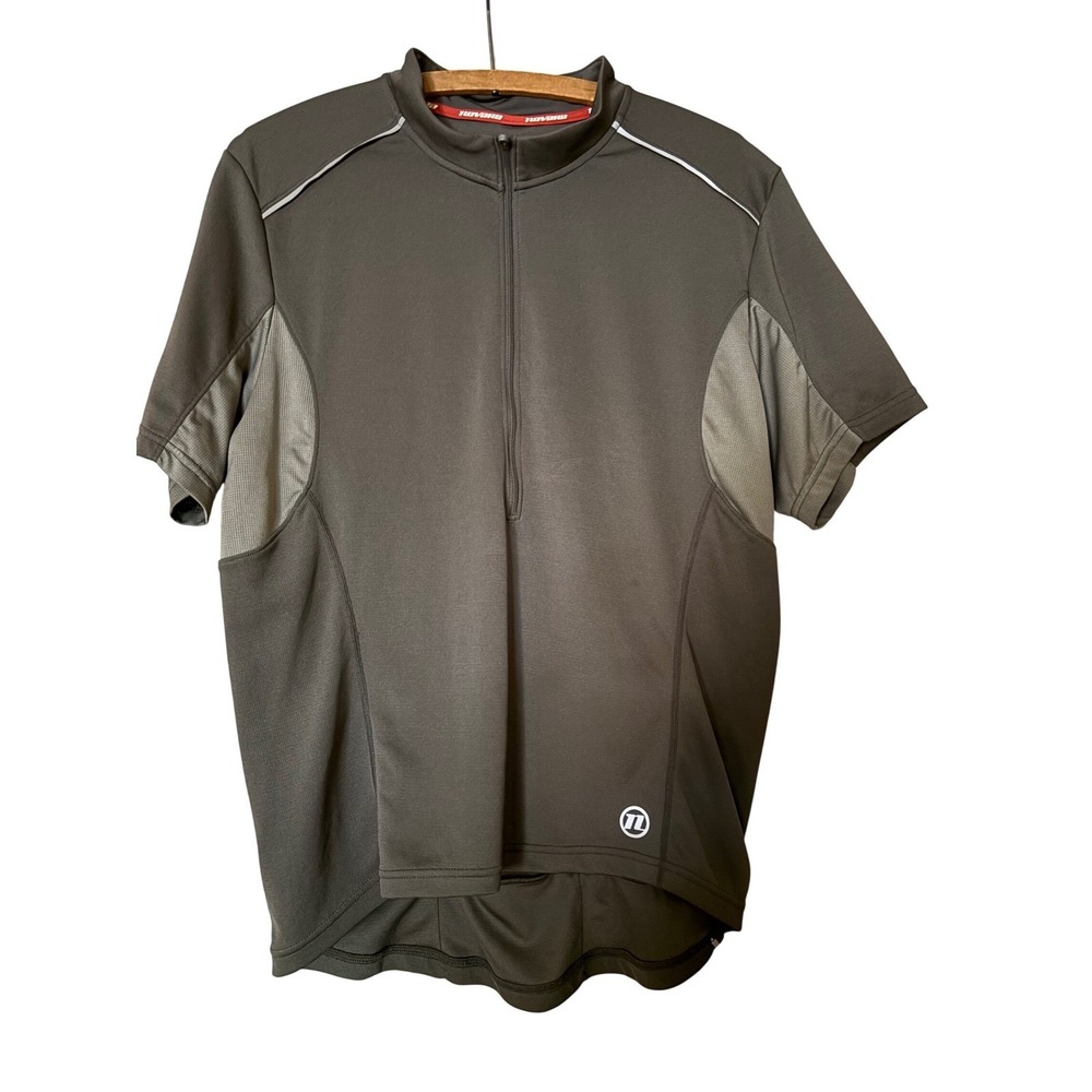 Novara Mens L Cycling Jersey Gray Short Sleeve Half Zip Pockets Race Day Outdoor